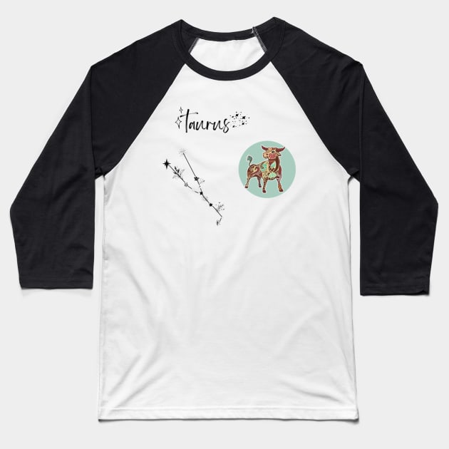 Taurus Constellation Baseball T-Shirt by Alexander S.